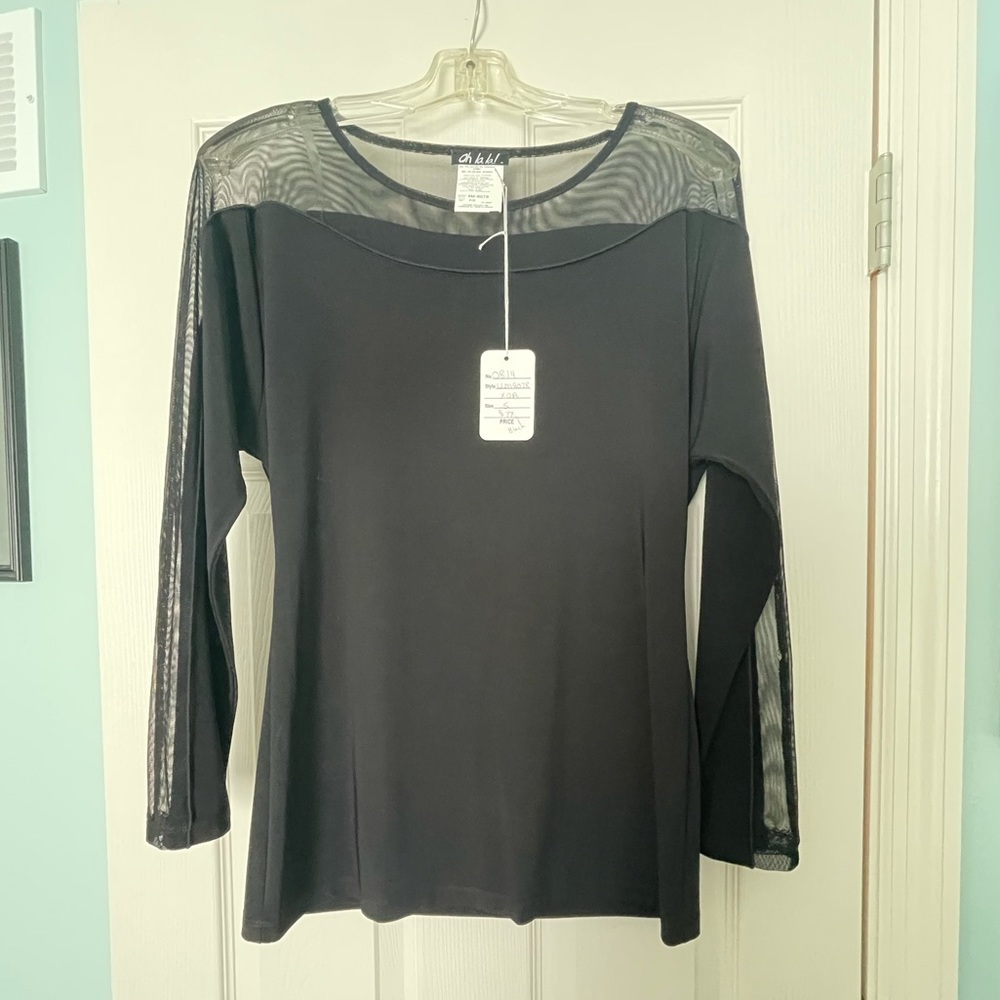NWT Ooh La La Beautiful Sheer Black Blouse